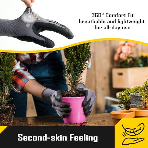 COOLJOB 36 Pairs Safety Work Gloves Microfoam Nitrile Rubber Coated, Seamless Knit Nylon Gloves with Full Fingers Touchscreen, Grip Nitrile Dipped, Ideal for Warehouse, Home Improvement, Grey Xlarge - size: X-Large, style: 36 Pairs