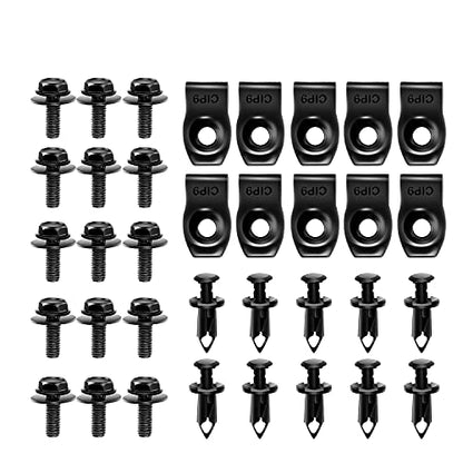 GOOACC GRC-70 35PCS Engine Under Cover Splash Shield Guard Body Bolts Bumper Fender Liner Push Retainer Fastener Rivet Clips , black - color: 35PCS Extruded U-nuts