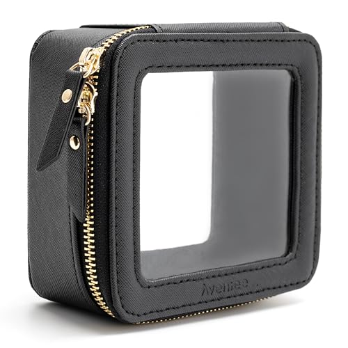 Aveniee Clear Makeup Bag Small, Mini Travel Toiletry Bag Cosmetic Bags TSA Approved, Clear Makeup Case Pouch with Zipper, Car Organizer Essentials for Women Men,Black - color: Black, style: Mini Trend