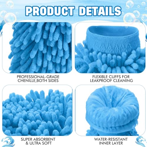 24 Pack Car Wash Mitt Bulk Microfiber, 10'' x 8'' Chenille Car Wash Mitt Gloves, Scratch Free Double Sided No Lint No Marks for Truck SUV and All Vehicle Surfaces (Blue) - color: Blue