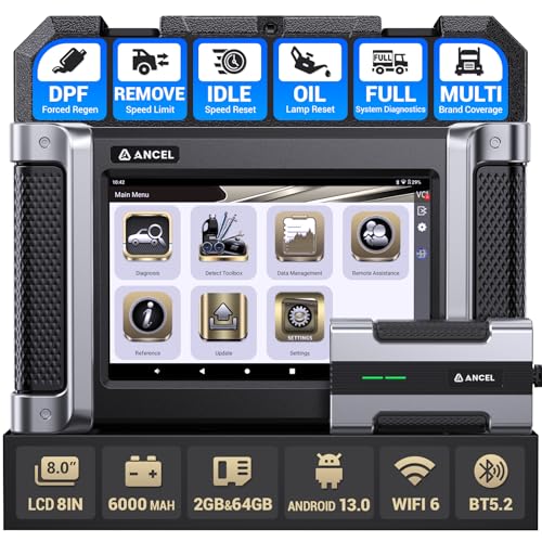 ANCEL HD8000 Heavy Duty Truck Diagnostic Scanner, Advanced Diesel Scanner with DPF Regen, Idle & Speed Limit Adjustment, Full-System ECU Diagnostics, Lifetime Free Updates - style: HD8000