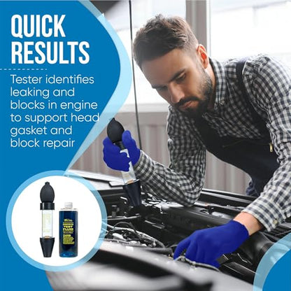 Combustion Leak Detector Kit - 100+ Tests Automotive Engine Block and Head Gasket Tester, Ideal for Detecting Blown Gaskets (Tester with 18oz Fluid) - style: Tester with Fluid (18 oz) Kit