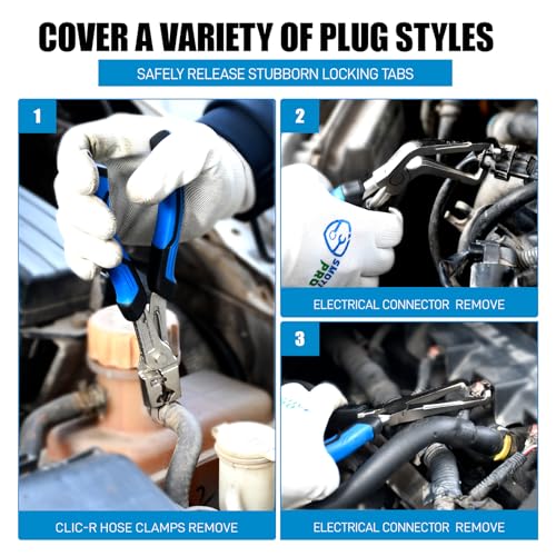 SMOTIVEPRO 3-Piece Electrical Disconnect Pliers, Hose Clamp Pliers and Automotive Electrical Plug Connector Disconnect Tool Kit, Professional Electrical Connector Removal Tool - color: 3-Piece Electrical Disconnect Pliers