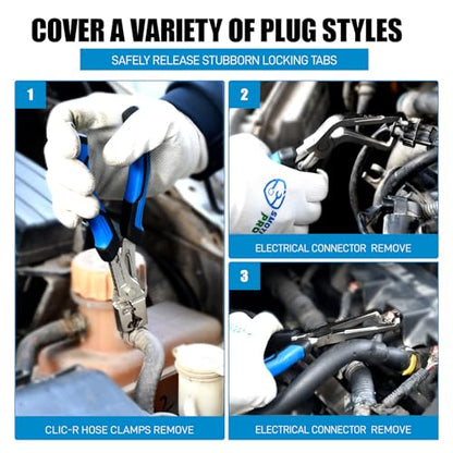 SMOTIVEPRO 3-Piece Electrical Disconnect Pliers, Hose Clamp Pliers and Automotive Electrical Plug Connector Disconnect Tool Kit, Professional Electrical Connector Removal Tool - color: 3-Piece Electrical Disconnect Pliers