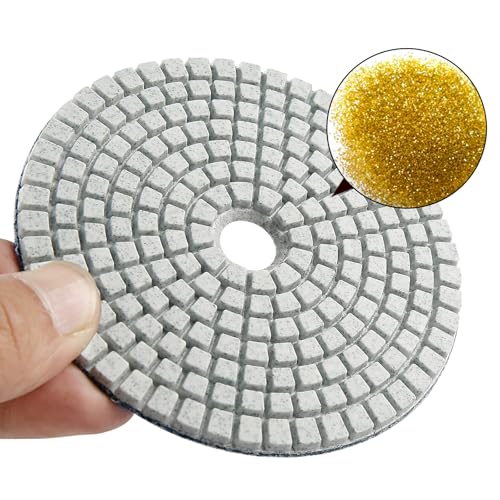 LOZLIN 4 Inch Diamond Polishing Pads with 5/8’’-11 Backer Pad,16PCS Wet/Dry Stone Polish Kit for Drill,Angle Grinder,Rock Polisher,50-10000 Grit for Concrete,Marble,Quartz,Tile,Countertop & Rock