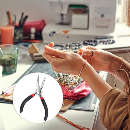 Black Needle Nose Pliers 4.5 Inch Long Nose Pliers with Comfort Grip for Jewelry Making, Handmade Craft, Wire Wrapping