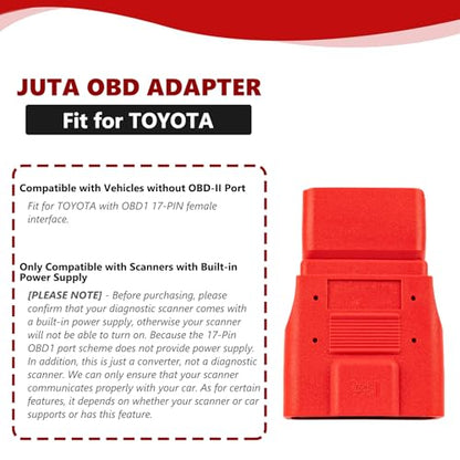 JUTA OBD Adapter Fit for Toyota 17-Pin OBD1 to 16-Pin OBD2 Connector Work with OBD-II Diagnostic Scanner