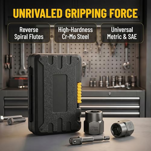 Bolt Extractor Set Heavy Duty, 14Pcs Impact Nut & Bolt Remover Kit with 3/8" Adapter, Stripped Lug Nut Extractor Tool for Rusted, Rounded, Damaged Nuts & Screws - size: 14PCS