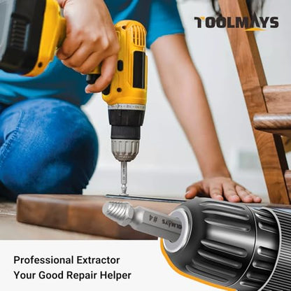 Screw Extractor Set with Drill Bits - 5 PCS HSS 4341 Stripped Screw Remover, Damaged Bolt Extractor Kit for Broken Rusted Screws (2-12mm), Professional Repair Gift for Men with Velvet Case