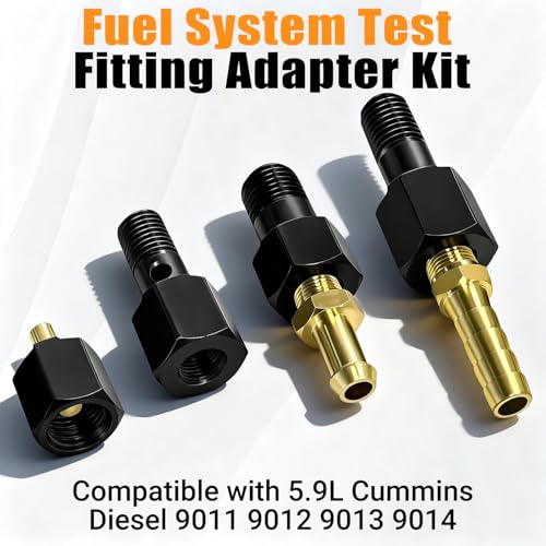 Fuel System Test Fitting Adapter Kit for 5.9L Cummins Diesel, Compatible with 9011 9012 9013 9014, High Pressure Leak Detection Tool Set