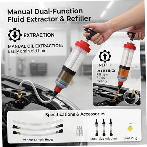 Fluid Extractor Automotive 1.5l Automotive Fluid Extractor Brake Pump - Manual 2-in-1 Oil for Car Brake Oil Change Maintenance