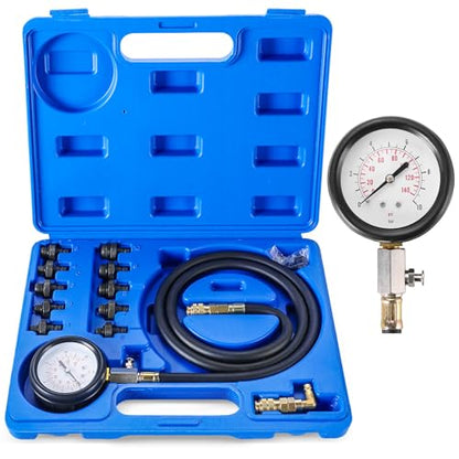 NYXOVA Oil Pressure Tester Kit, Professional Oil Pressure Gauge Tool for Engine Diagnostic Test, 0-140 PSI Engine Oil Pressure Diagnostic Tester Tool with Hose Adapters for Cars ATVs Trucks Use