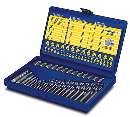 IRWIN Tools Hanson Screw Extractor and Drill Bit Set, 35 Piece, 11135ZR - size: 35-Piece, style: Spiral Flute Extractor Set