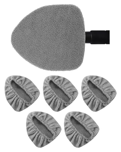 5 Pack Microfiber Windshield Cleaning Pads, Replacement Heads Cover for Windshield Cleaner Tools, Cleaning Tool Bonnets Fits Window Reach Tool, Washable & Reusable Handle Not Included (Grey) - color: Microfiber Triangle (Grey)