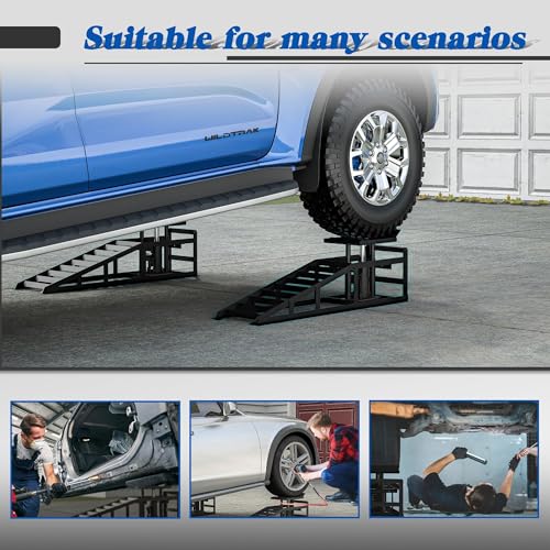 2 Pack Hydraulic Car Ramps 5T 10000lbs Low Profile Car Lift Service Ramps Truck Trailer Garage,Height Hydraulic Vehicle Ramps, Lift Height 11.61-16.21 Inches - color: Black