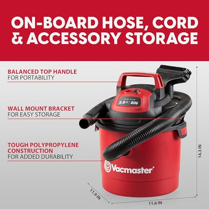 Vacmaster 2.5-Gallon 20V Cordless Wet/Dry Vac - DVOM202P 1101 - style: Battery-Powered Edition