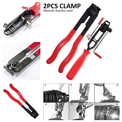 10pcs CV Boot Clamps Pliers Kit, Ear Boot Tie Pliers,Stainless Steel Universal Adjustable AXLE CV Joint Boot Crimp Clamp Kit,Hose Axle Plier CV Clamp Tool CV Joint Banding Tools