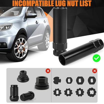2-Piece 6 & 7 Spline Lug Nut Socket Set - Locking Lug Nut Removal Tool for Aftermarket Spline Drive | Easy Install/Removal of Wheel Locks, Universal for Car/Truck Wheel Maintenance - size: 2 Pieces