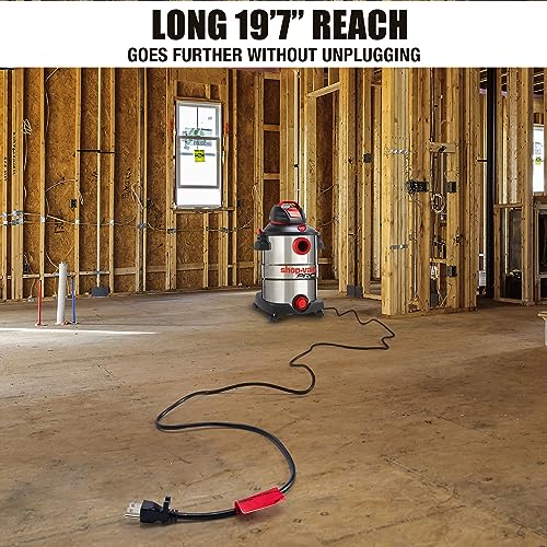 Shop-Vac 12 Gallon 6.0 Peak HP Wet/Dry Vacuum, Stainless Steel Tank, 3 in 1 Function Portable Shop Vacuum with Attachments, Drain Port, Ideal for Jobsite, Garage & Workshop. 5926211 - size: 12 Gallon