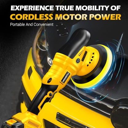Cordless Buffer Polisher Kit Compatible With De-Walt 20V Battery(No Battery), 2800-5800RPM High Power Orbital Car Polisher with Variable Speed, 21PCS Polishing Accessories, for Car Polishing/Waxing