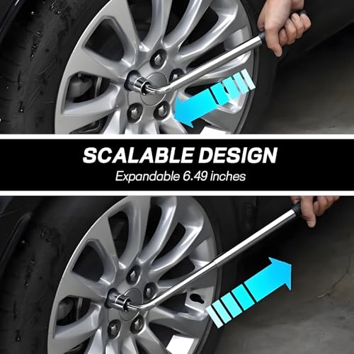 Telescoping Lug Wrench, Extendable 4 Way Lug Wheel Wrench, Wheel Nut Remover Set with 17/19mm and 21/23mm Sockets, Universal Tire Repair Tool Kit for Cars Trucks SUVs