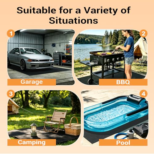 9FT × 20FT Heavy Duty 4mm/0.16’’ Thickness Oil Spill Mat Washable 850g/m² Felt Oil Drip Mat for Garage Driveway Reusable Waterproof Garage Mats for Floor Under Car Anti-slip TRP Bottom Work Mat - size: 9’ × 20’（Rectangular）
