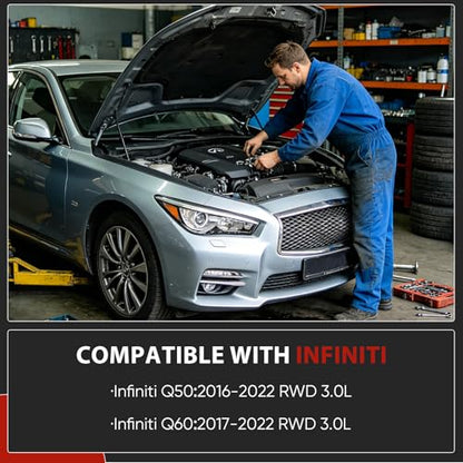 Upgraded 264-864 Aluminum Engine Oil Pan with Magnetic Drain Plug & Gasket Compatible with INFINITI Q50 2016 2017 2018 2019 2020 2021 2022 Q60 2017-21 2022 3.0L V6 Replaces 11110-5CA2A