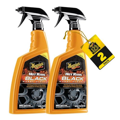 Meguiar's Hot Rims Black Wheel Cleaner, Deep Foaming Gel Specially Formulated to Effectively Clean Matte, Gloss, Satin, and Chrome Black Wheels, 24 Oz Spray Bottle 1 Count (Pack of 2) - size: 24 Ounce (Pack of 2), style: Hot Rims Black Wheel Cleaner