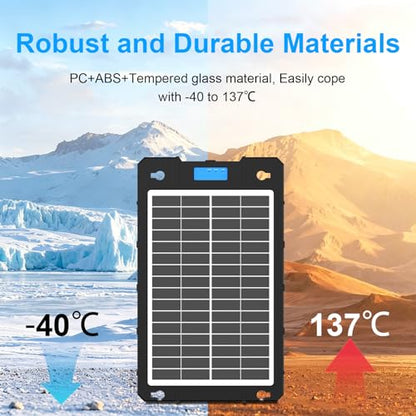 7.5W Solar Car Battery Charger 12V Portable Waterproof Solar Panel Trickle Charger Maintainer with Smart PWM for Car, Automotive, Motorcycle, Boat, Marine, RV,Trailer, Snowmobile, etc. | Portable Waterproof Charger Built-in Smart PWM Controller for Car, M