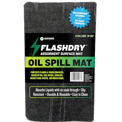 FlashDry Oil Spill Mat 36"x60", Garage Floor Mat, Absorbs Liquids, Customizable Size, Use in & Under Car, in Drawers and Driveway, Slip Resistant, No Soak Through, Durable and Reusable, Easy to Clean - style: Single