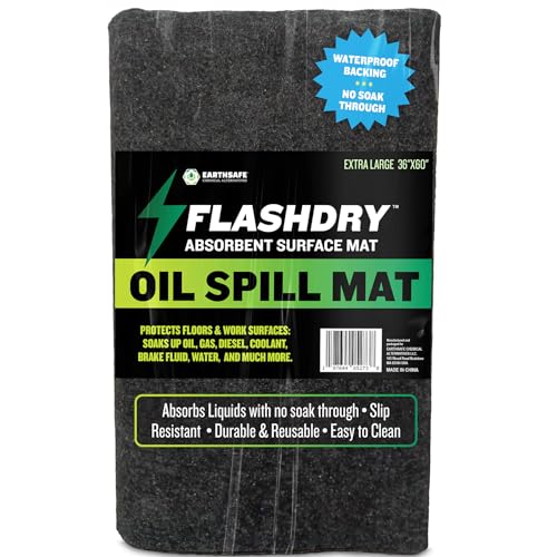 FlashDry Oil Spill Mat 36"x60", Garage Floor Mat, Absorbs Liquids, Customizable Size, Use in & Under Car, in Drawers and Driveway, Slip Resistant, No Soak Through, Durable and Reusable, Easy to Clean - style: Single