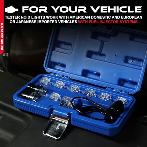 ABN Deluxe Noid Light Test Kit, Fuel Injector Tester Tool Noid Light Set, Fuel Light Fuel Injector Tester Kit 10-Piece