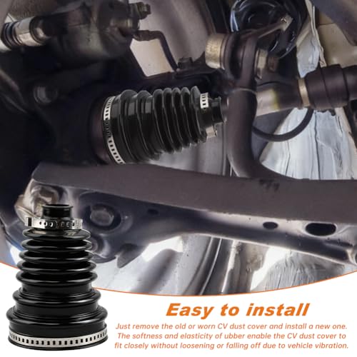2PCS CV Boot Repair Kit, Silicone CV Axle Boot Repair Kit Includes 4 Stainless Steel CVs Boots Clamp & 6 Cable Ties, One-piece Design Tie Rod Boots Fits Shaft Size 18mm-34mm