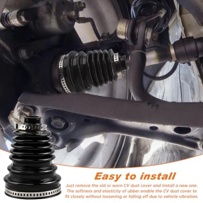 2PCS CV Boot Repair Kit, Silicone CV Axle Boot Repair Kit Includes 4 Stainless Steel CVs Boots Clamp & 6 Cable Ties, One-piece Design Tie Rod Boots Fits Shaft Size 18mm-34mm