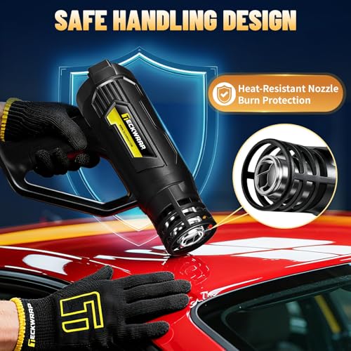 TECKWRAP Heat Gun 2000W 110V with LCD Display, Adjustable Hot Air Gun for Vinyl Wrap, Shrink Wrap, Paint Removal & DIY Crafts (122–1202°F)