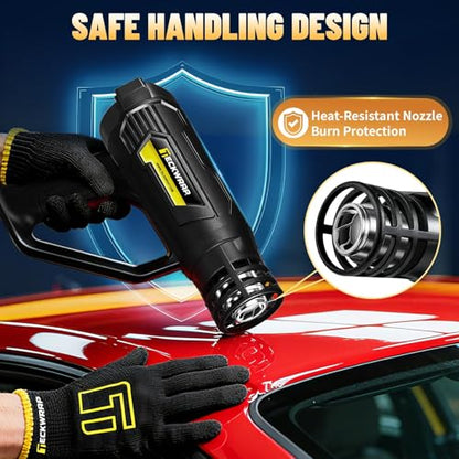 TECKWRAP Heat Gun 2000W 110V with LCD Display, Adjustable Hot Air Gun for Vinyl Wrap, Shrink Wrap, Paint Removal & DIY Crafts (122–1202°F)