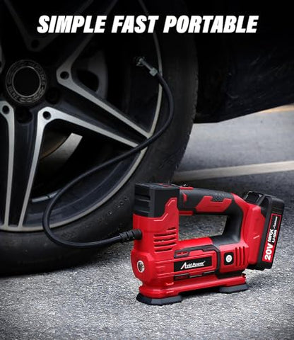 AVID POWER Tire Inflator Portable Air Compressor, 20V Cordless Car Pump w/Rechargeable Li-ion Battery, 12V Car Power Adapter, Digital Pressure Gauge, 150PSI Tire Compressor for Many Inflatables