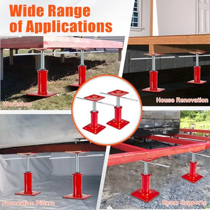 4 Pack House Jacks for Leveling Crawlspace, 7" - 11" Height Range, 11023 lbs Max Load Capacity, House Floor Jacks Post Pole for Leveling - size: 7" - 11" (4 Pack)