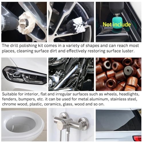 Unicaravan Aluminum Wheel Polishing Kit for Drill Buffing Wheel for Car Motorcycle Wheel Rim Manifold Polishing for Stainless Steel Chrome Wood Plastic Ceramic Glass Woods Machine Jewelry etc 21PCS | For Car Motorcycle Wheel Rim Manifold Polishing for Sta