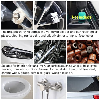 Unicaravan Aluminum Wheel Polishing Kit for Drill Buffing Wheel for Car Motorcycle Wheel Rim Manifold Polishing for Stainless Steel Chrome Wood Plastic Ceramic Glass Woods Machine Jewelry etc 14PCS | For Car Motorcycle Wheel Rim Manifold Polishing for Sta