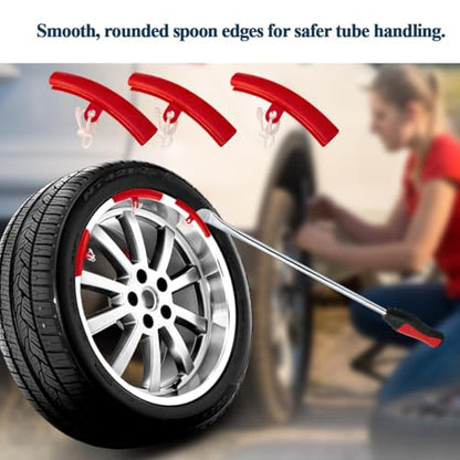 6PCS 14.5" Motorcycle Tire Spoons Tool Set, Steel Tyre Iron Lever Repair Kit with 3 Rim Protector, Dirt Bike Tire Changing Repair Tool, Universal for Motorbike Dirt Bike - size: 6PCS