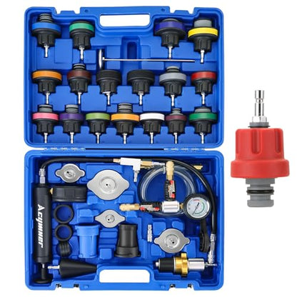 36PCS Cooling System Pressure Test & Vacuum Coolant Fill Kit | Universal Coolant Pressure Tester Kit, Radiator Leak Detection & Airlift Tool Set for Automotive Maintenance