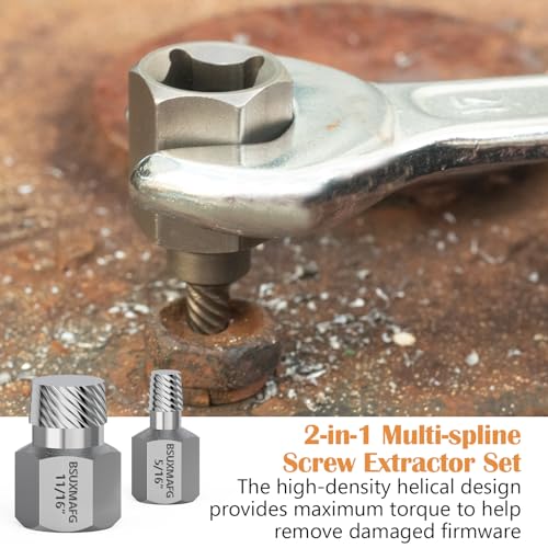 36Pcs Bolt Extractor Set and Spiral Screw Extractors, 2-in-1 Multi-Spline Screw Extractors, Stripped Screw Remover for Damaged, Frozen, Studs, Rusted, Rounded-Off Bolts, Nuts & Screws - size: 36 Pieces