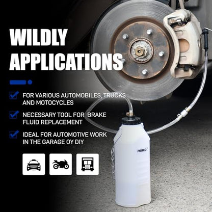 1L Brake Bleeder Bottle One Way Check Valve, Brake Fluid Bleeder Kit | 24 inch Tube and Rubber Connector, Collect Waste Brake Fluid - color: 1 L Reservoir Bottle with One Way Check Valve