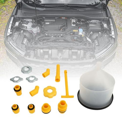 15 - Piece Coolant Funnel Kit, Spill - Proof Radiator Coolant Filling Funnel Kit with Bleeder Adapter, ABS Cooling Fluid Filler for Car Yacht Boat Maintenance