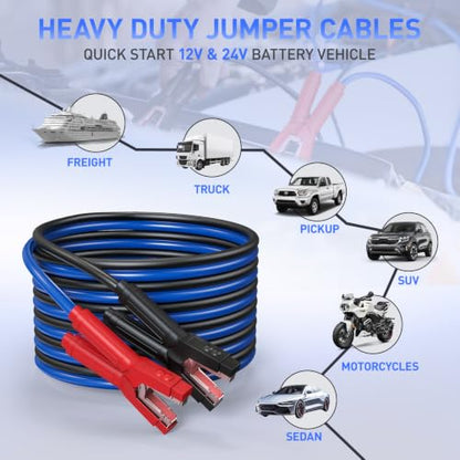 SAFEMATE 0 Gauge Heavy Duty Jumper Cables, 20 Feet 1000 Amp Automotive Booster Cables for 12V & 24V Vehicles, Jump Starting Dead or Weak Batteries – Jumper Cables Kit with Carry Bag