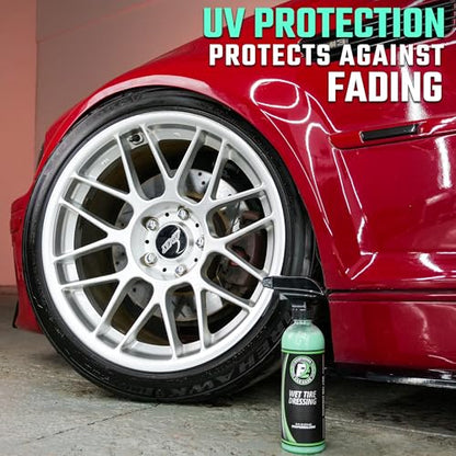 ExoForma Wet Tire Dressing Spray - Extremely High Shine Tire Dressing for That Wet Look - No Sling, Non-Greasy Silicone Formula with UV Protection - Easy to Apply, Minimal Cure Time - 16 fl oz - size: 16 Fl Oz (Pack of 1)