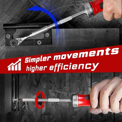 GEINXURN 19 Pieces Ratcheting Screwdriver Set and Socket Wrench Set, Mini Rachet Wrench, Rachet Screwdriver Handle and Nut Driver with 12 Pcs Impact Screwdriver Bit, Hand Tools Set for Repair DIY - style: RM019-US