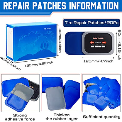 Tallew 20 Pcs Tire Patch Heavy Duty Rubber Patches Radial Repair Patch Tube and Tire Plug Kit Emergency Repair Tool for Puncture Car Truck Bus Tractor Vehicle (3.15 x 4.7 Inch) - size: 3.15 x 4.7 Inch
