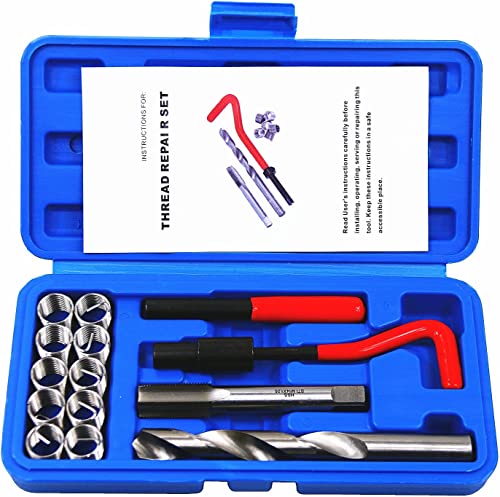 14pcs Thread Repair Kit M14 x 1.25mm Metric Thread Repair Insert Kit Compatible Hand Tool Set for Auto Repairing (M14-1.25)